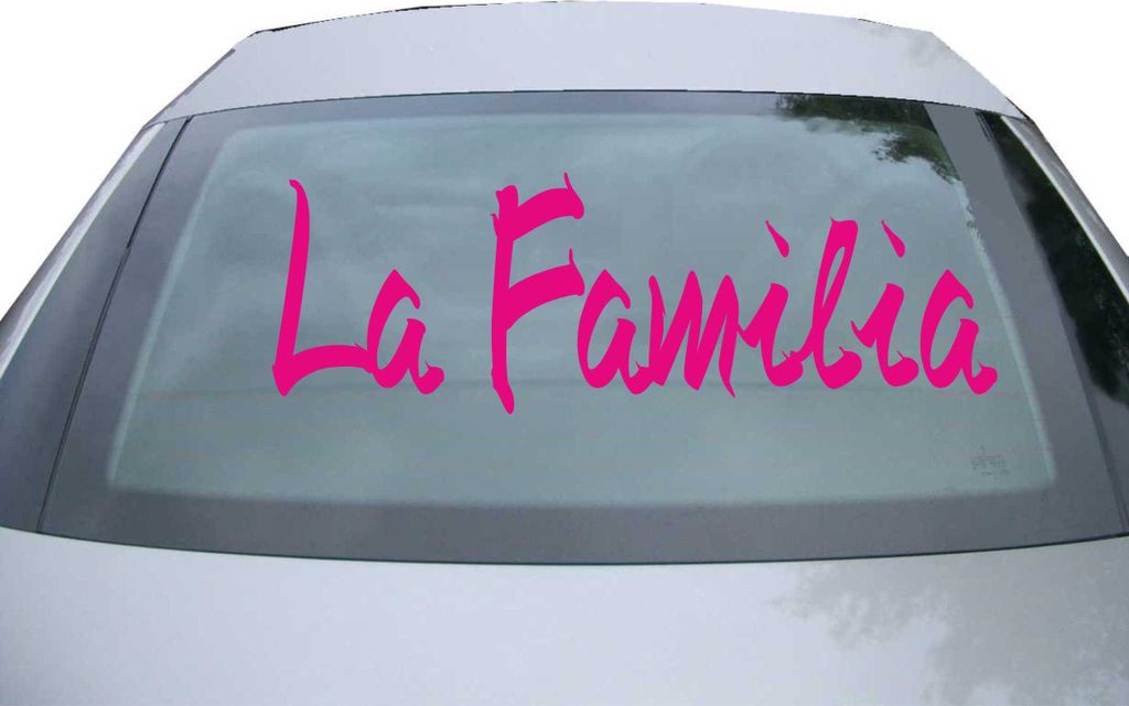 Indigos UG - Aufkleber Heckscheibe & Motorklappe DE2143 - pink - 600x200 mm - La Familia - Auto Scheiben Fenster Heckklappe Tuning Racing JDM - Die...