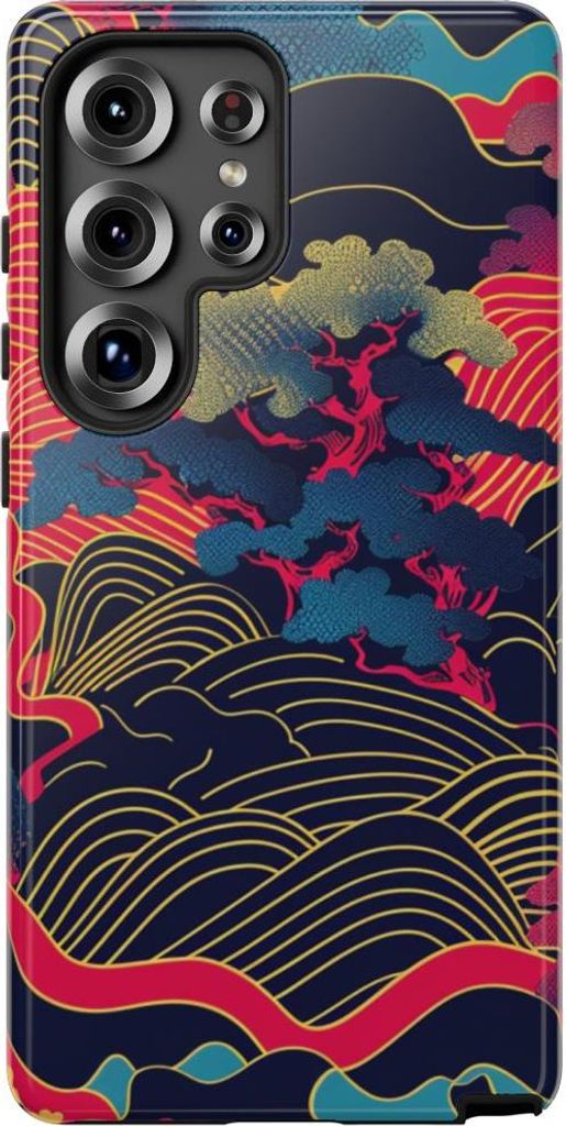 Leuchtendes Landschaftsmuster im japanischen Stil – Hülle Kompatibel mit Samsung Galaxy S25 Ultra