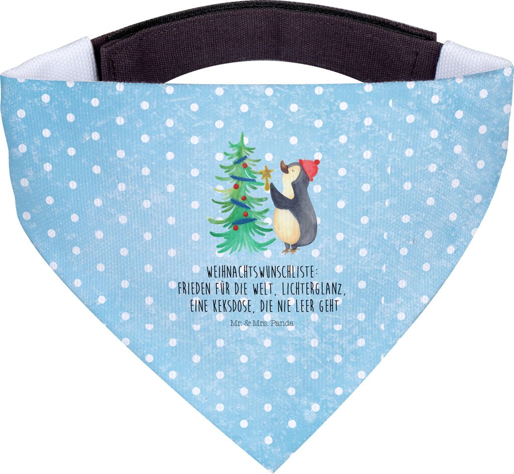 Mr. & Mrs. Panda Hundeschal Pinguin Weihnachtsbaum - Eisblau - Geschenk, Weihnachten, Halstuch Hund, Tuch, Hundehalstuch, Hunde, Winter, Hunde-Bandana