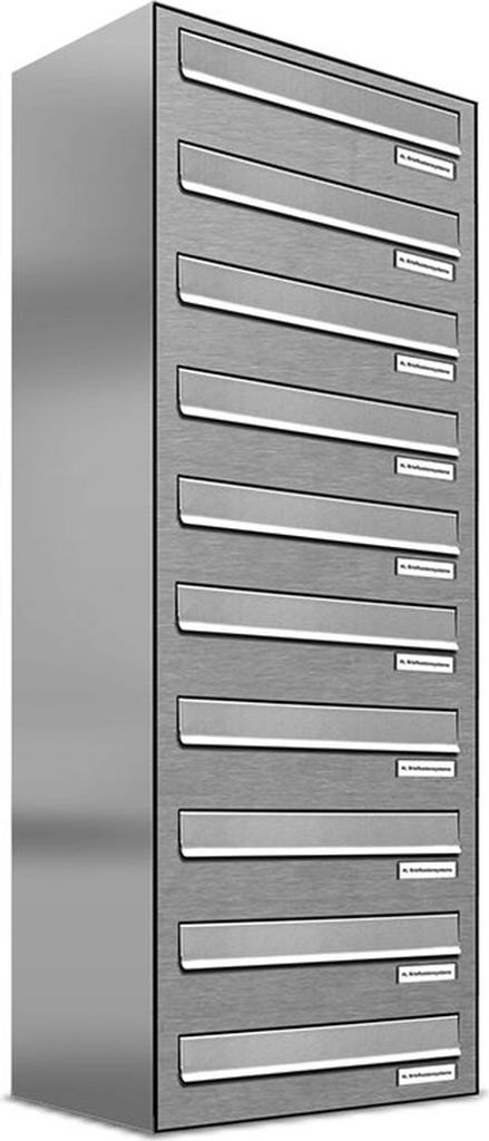 10er V2A Edelstahl Briefkasten-Anlage Tür- Zaundurchwurf