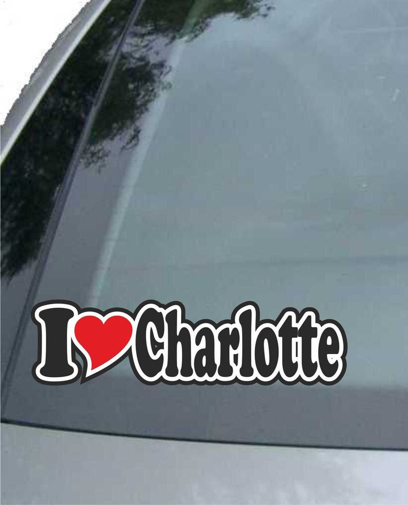 INDIGOS UG - Aufkleber / Autoaufkleber I Love Heart - Ich liebe mit Herz 15 cm - I LOVE Charlotte - Auto LKW Truck - Sticker mit Namen vom Mann Fra...