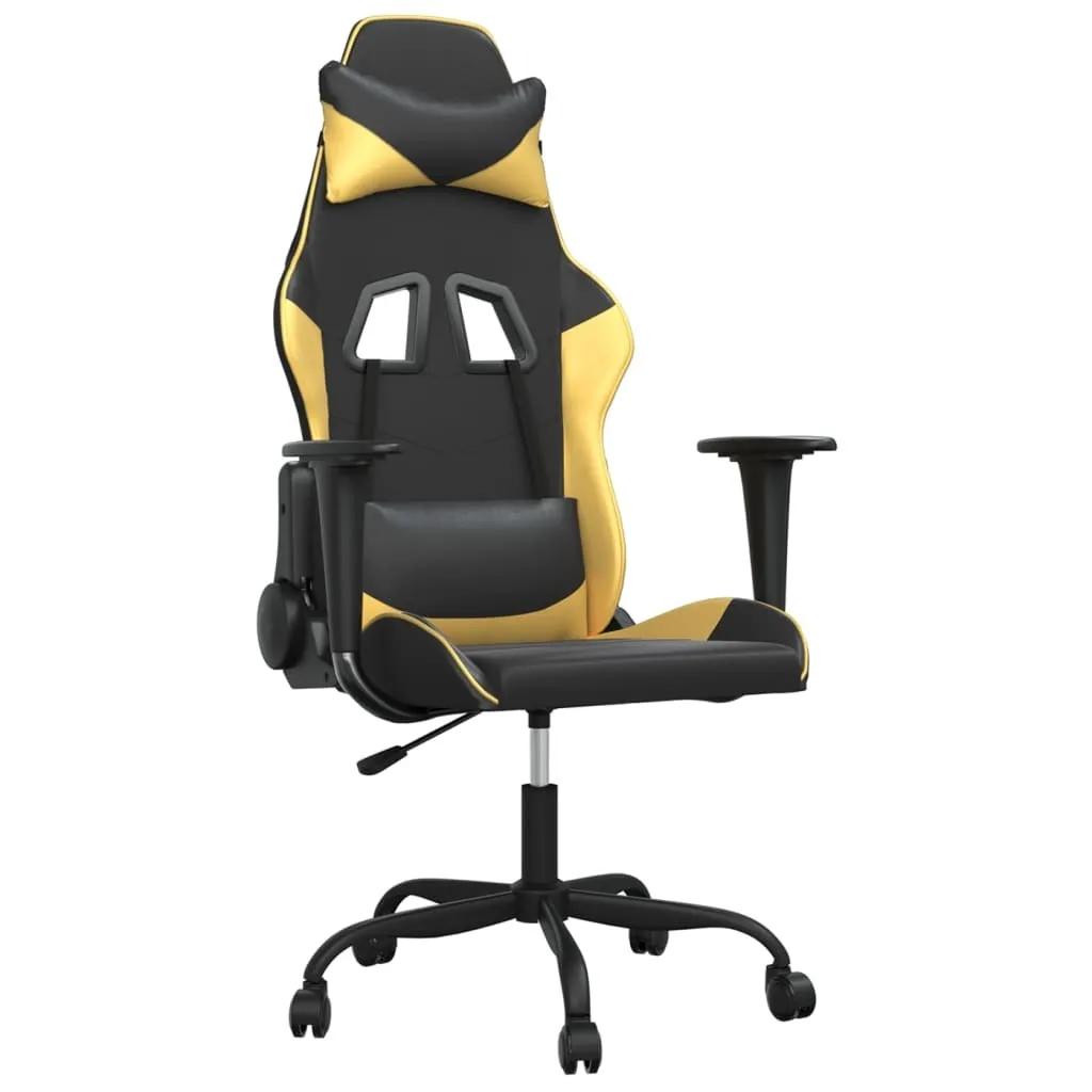 SYFAX™ Sedia da Gaming Nera e Oro in Pelle finta
