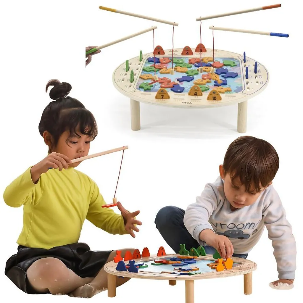 Jeu de Pêche à la Ligne en Bois VIGA - Jouet d'Éveil et Motricité