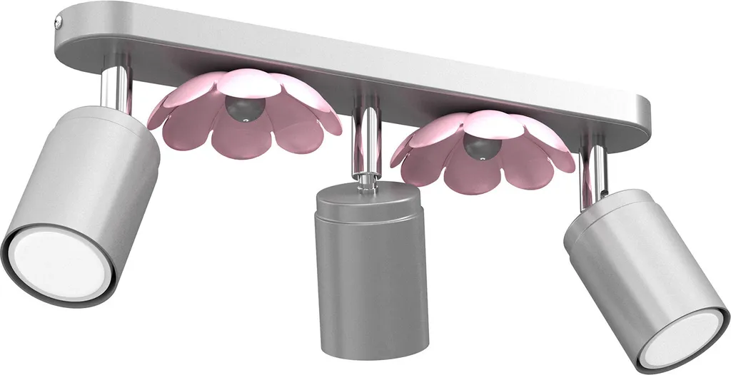 Spot de plafond Flower argent-rose 3xGU10 Luminex en métal 17x35 cm