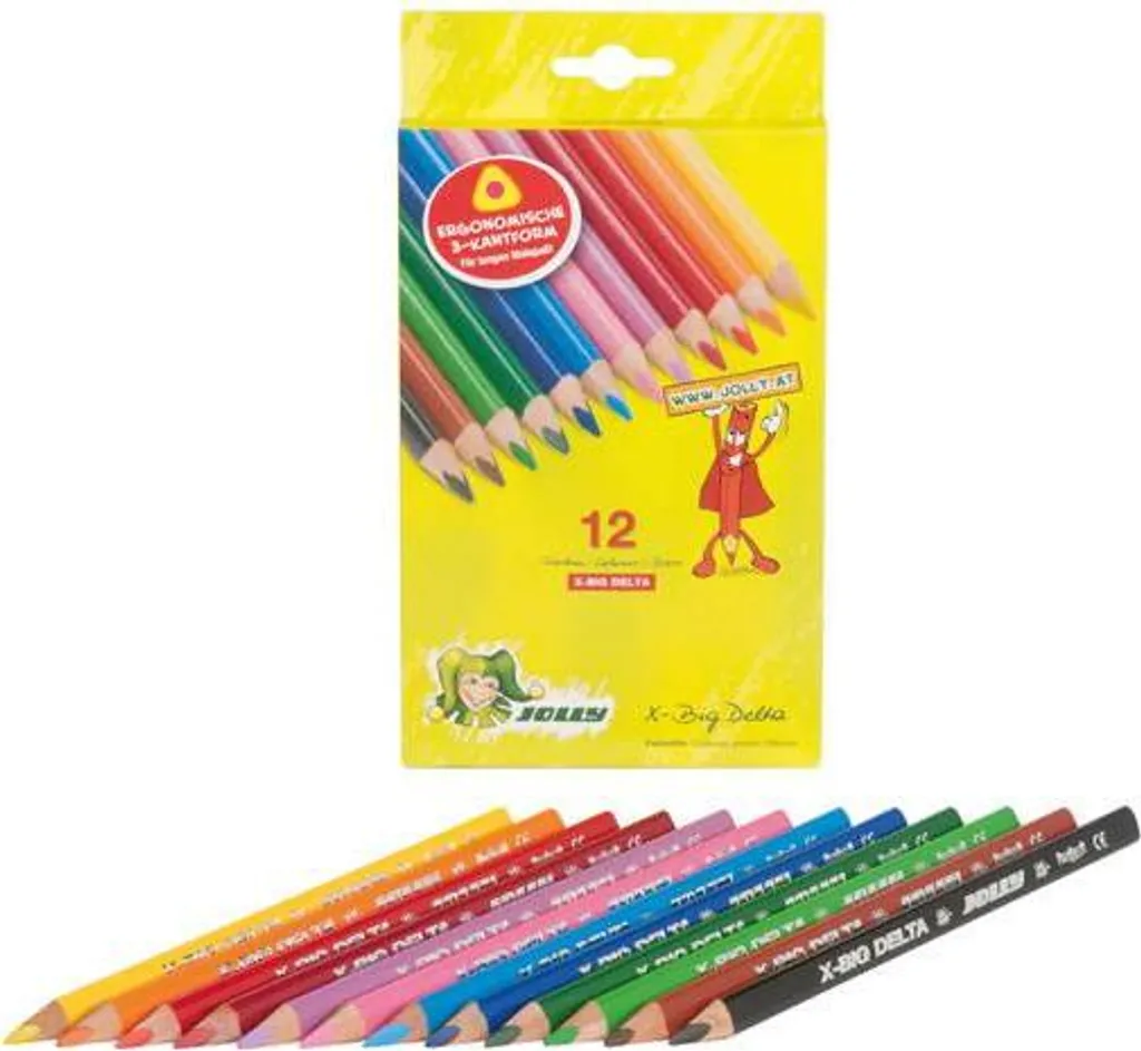 Matite Colorate Jolly X-Big Delta 12 Pezzi | Pastelloni Ergonomici per Bambini