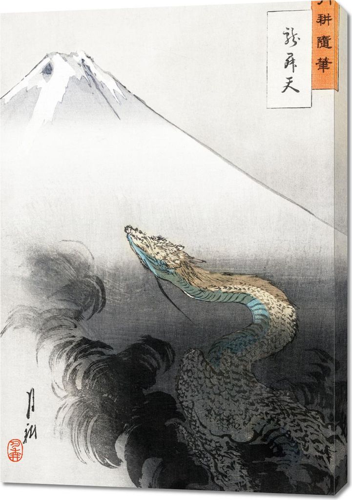 Bild 70x100cm Ryū Shōten, Japanischer Gekko Vintage für das Wohnzimmer