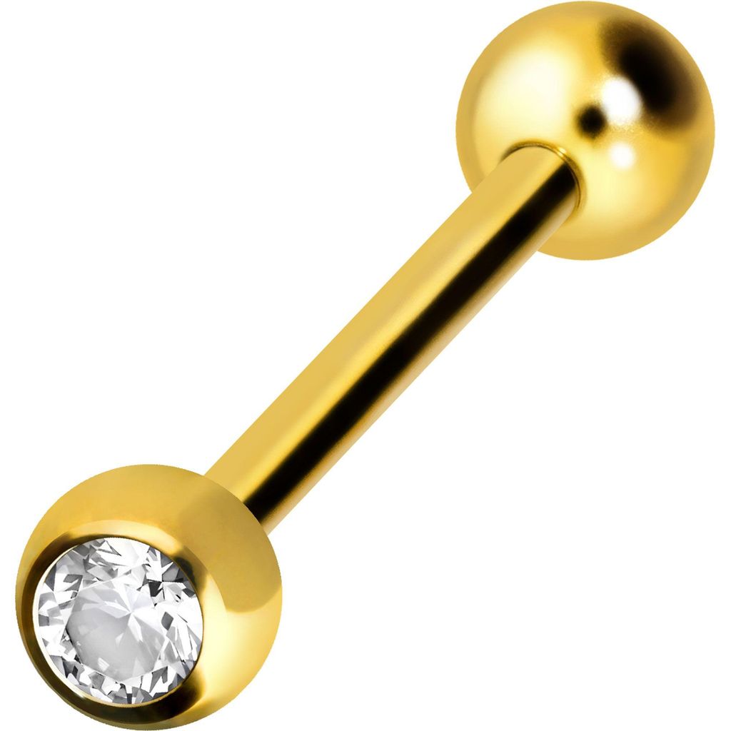 Zungenpiercing, Intim-Piercing Chirurgenstahl Barbell KRISTALL Gold Stablänge: 16mm