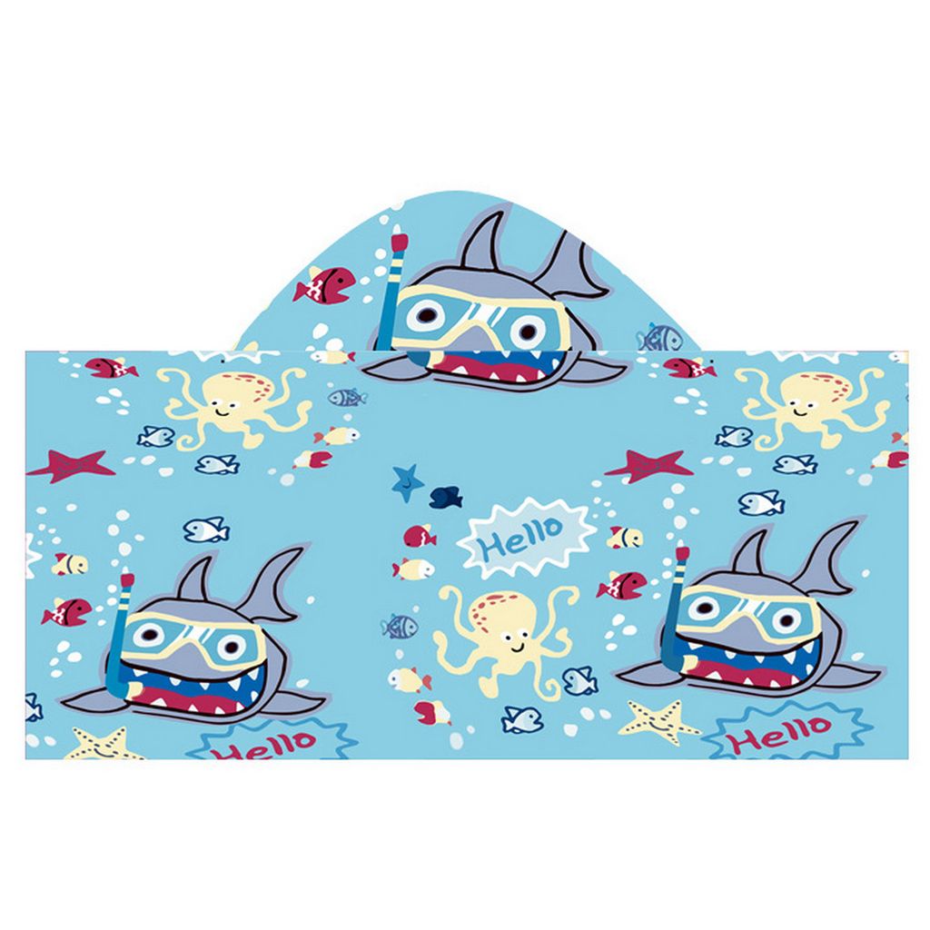 Kids Beach Handtuch tragbar schnell trocknende Mikrofaser -Cartoon Flamingo Druck Cape Duschtuchdecke täglich Gebrauch-Himmelblaues Kind