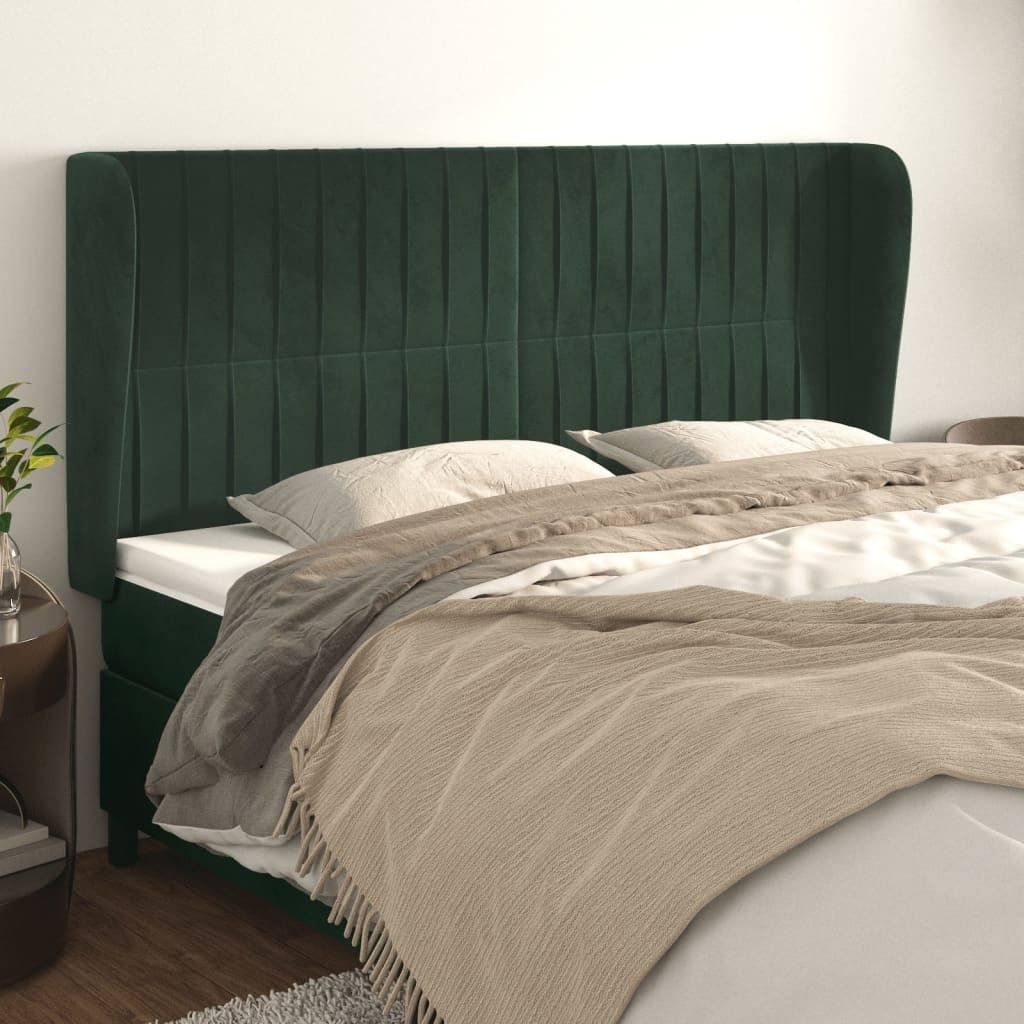 Maison Exclusive - Kopfteil mit Ohren Dunkelgrün 183x23x118/128 cm Samt