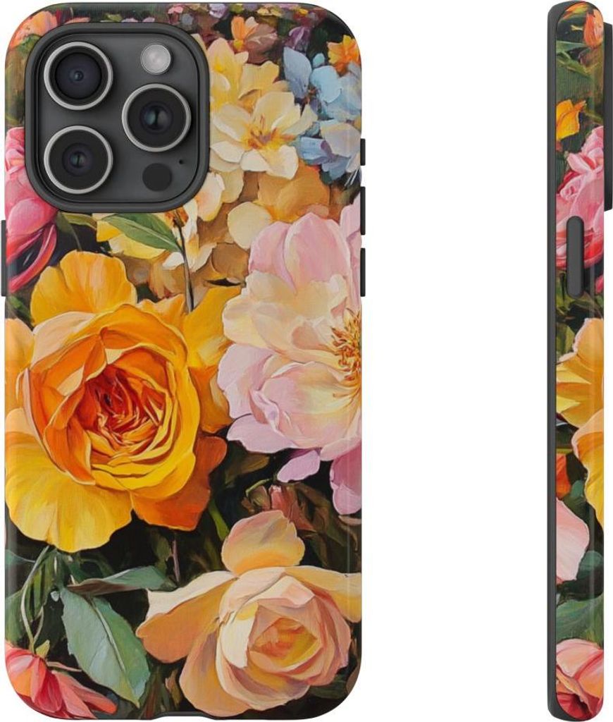Buntes Blumenstrauß-Gemälde – Hülle Kompatibel mit iPhone 15 Pro Max