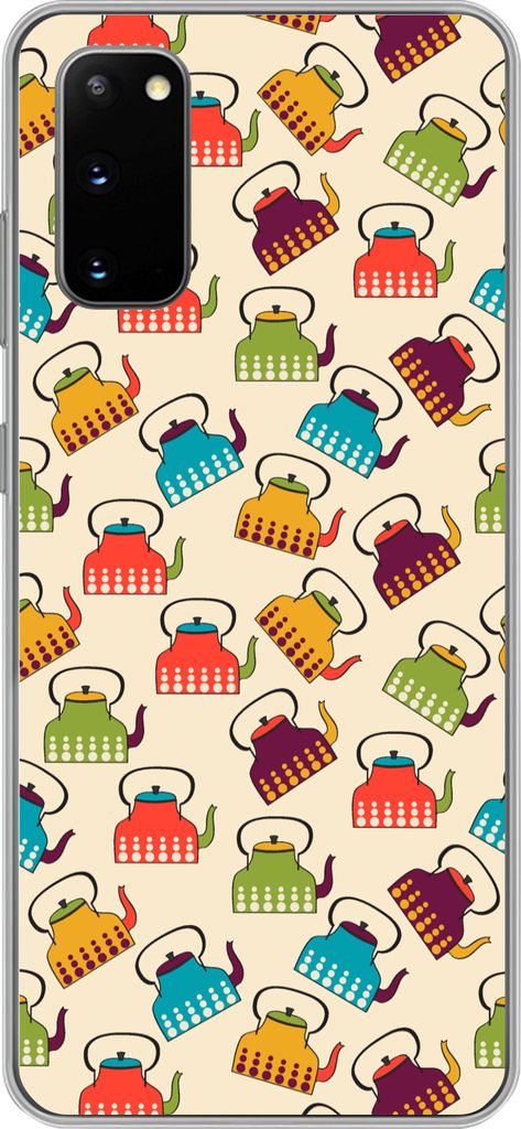 MuchoWow Handyhülle Schutzhülle Hülle für Telefoonhoesje Samsung Galaxy S20 Design - Retro - Teekanne - Farben Silikon Softcase Handy Hülle ...