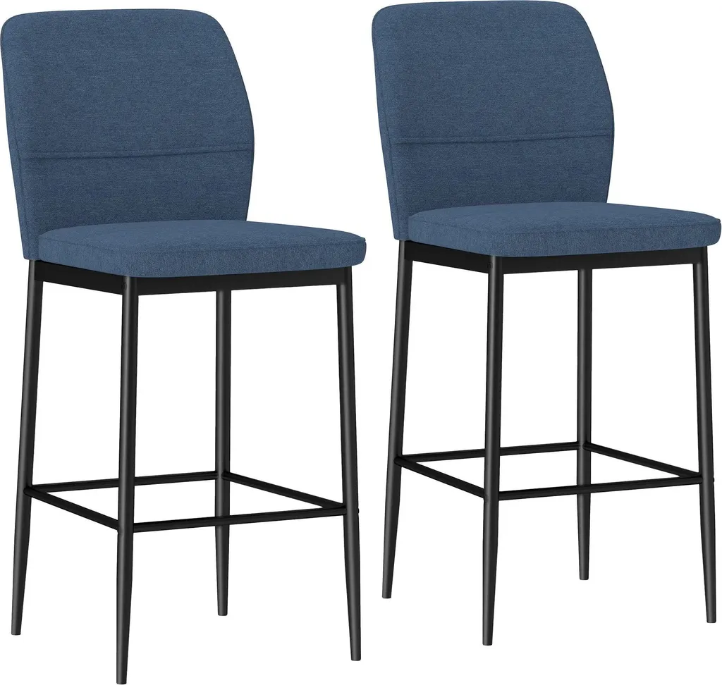 Tabourets de Bar pour Cuisine et Salle à Manger en Velours Bleu - Set 2