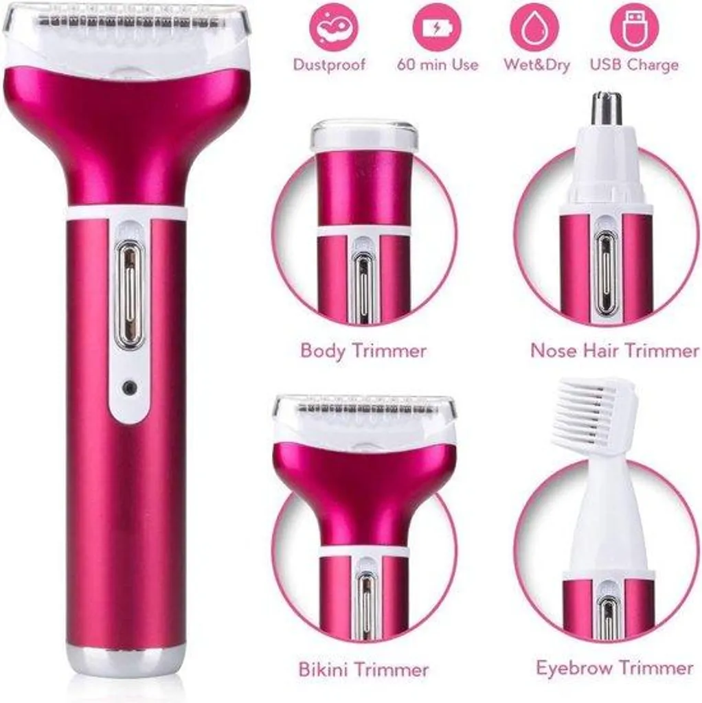 Rasoir Électrique Femmes 4 Têtes Pivotantes sans Fil Design Ergonomique