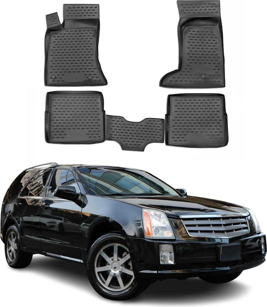 OMAC Gummimatten Fußmatten für Cadillac SRX 2004-2009 TPE Automatten Schwarz 4x