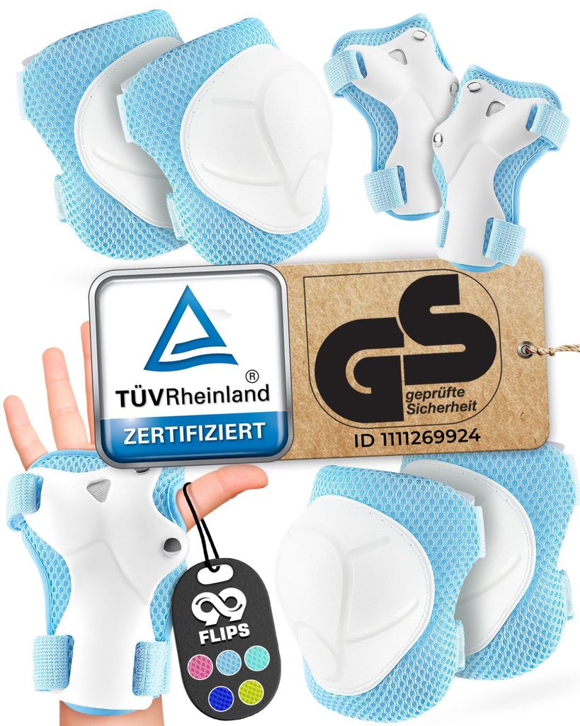 Inliner Schoner Set Kinder 6-Teile Knieschoner Set Kinder Produktbild 