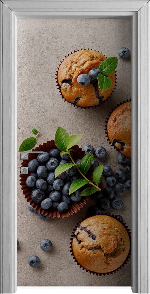 Tür Selbstklebende 90x210 cm Türfolie Türtapete Klebefolie - Blaubeere Muffins