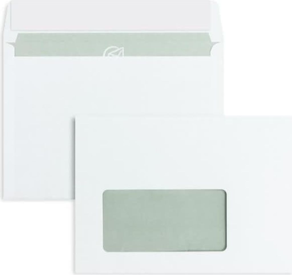 Briefumschläge C6 80g/qm haftklebend Fenster VE=1000 Stück weiß