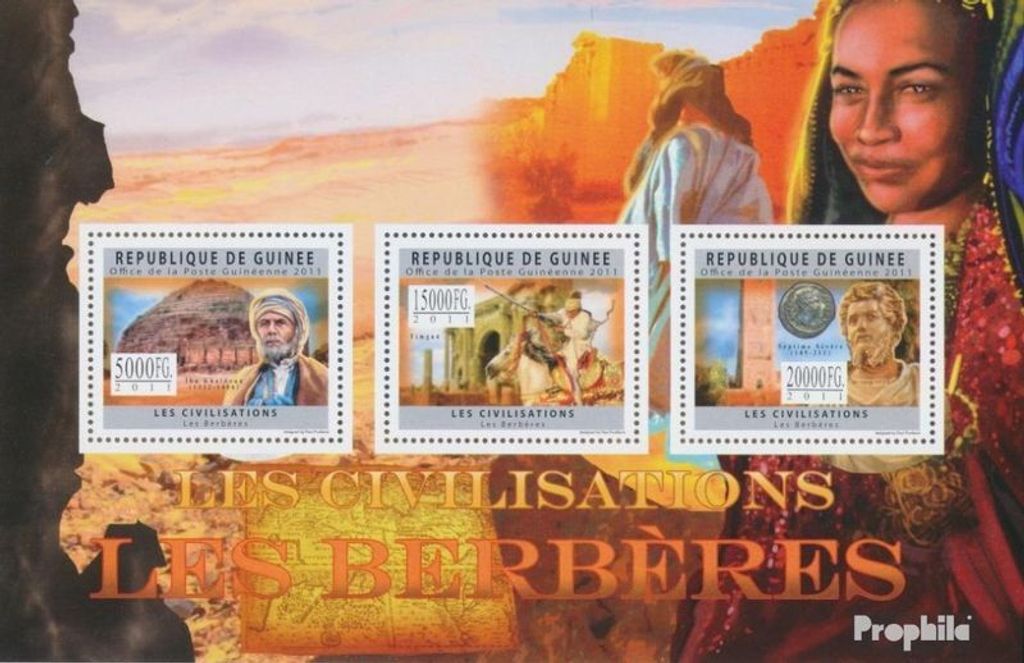 Briefmarken Guinea 2011 Mi 8951-8953 Kleinbogen (kompl. Ausgabe) postfrisch Zivilisation der Barbaren