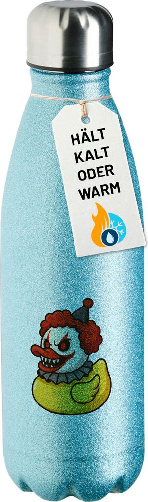 Huuraa Trinkflasche Quietscheente Horrorclown Gummiente Gruselclown 500ml Blue Edelstahl Wasserflasche Trinkflasche Geschenkidee