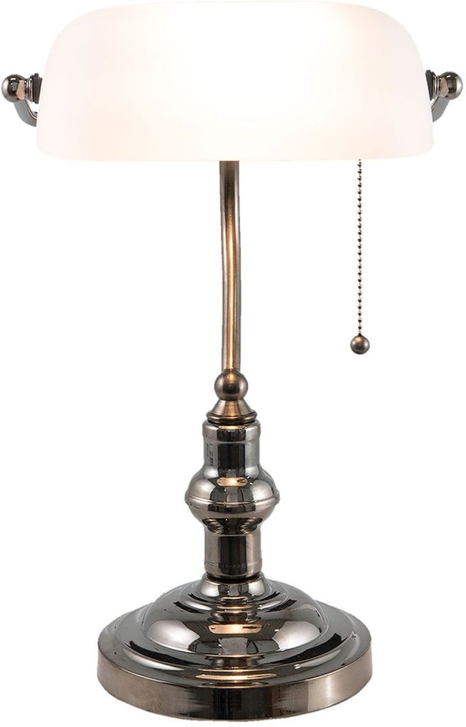Clayre & Eef Schreibtischlampe Bankerslampe 27x23x42 cm Weiß Eisen