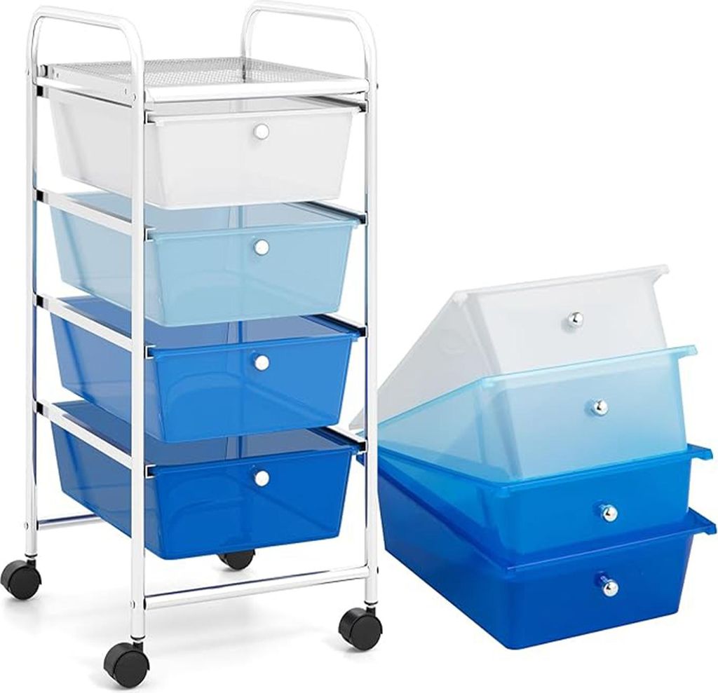 Carrello con 4 cassetti impilabili, carrello da bagno Immagine del prodotto 