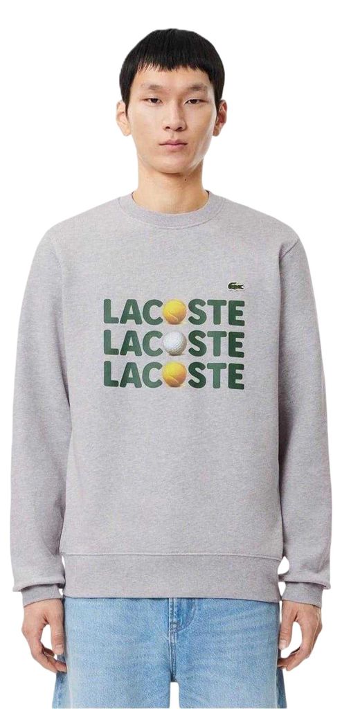 Lacoste - Sweatshirt für Herren/Damen Uni, Rundhalsausschnitt, Fleece GT17141 (S) (Silbergrau)