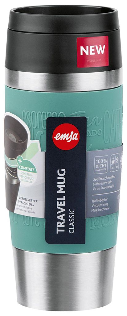 EMSA Travel Mug Classic , Edelstahl, Blau, Silikon, Produktbild 