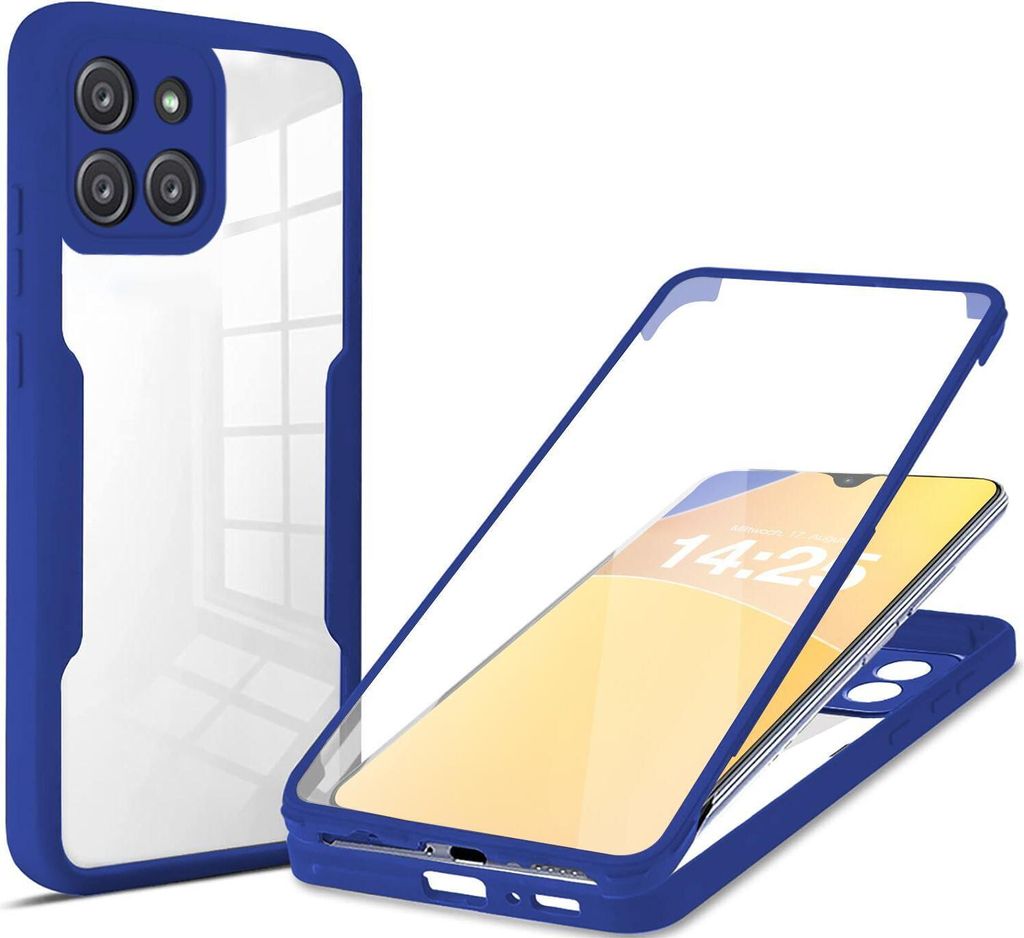 360 Grad Rundum Schutz Handyhülle für Samsung Galaxy A22 5G Full Cover Vollschutz Case Farbe: Blau