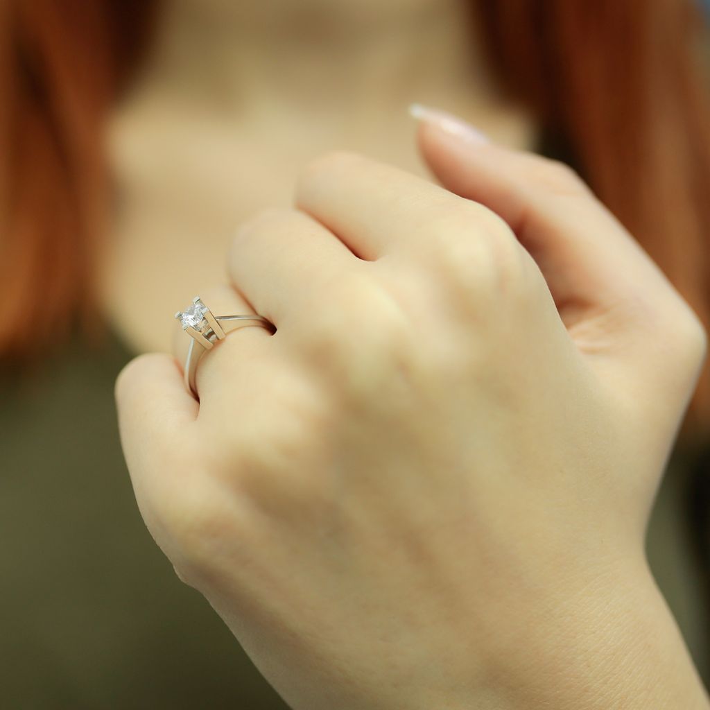 0,34 Carat Diamant Solitär Ring Meisterwerk 14 Karat Weißgold