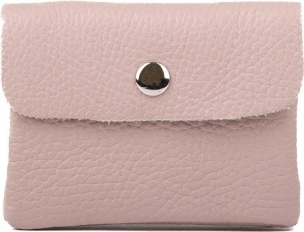 Mini portefeuille en cuir NETA rose poudré avec fentes pour cartes