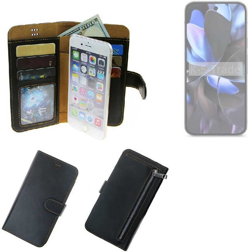 K-S-Trade Schutz Hülle kompatibel mit Google Pixel 9 Pro XL Klapphülle Case Phone cover Slim Handytasche Handy Hülle schwarz aus Kunstleder (1 Stk)