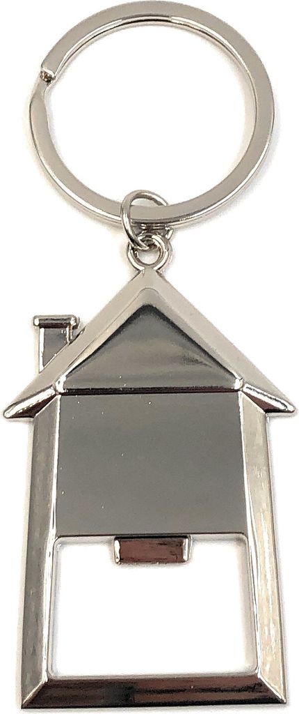 Onwomania Schlüsselanhänger Haus mit Flaschenöffner Silber Metall Anhänger Charm