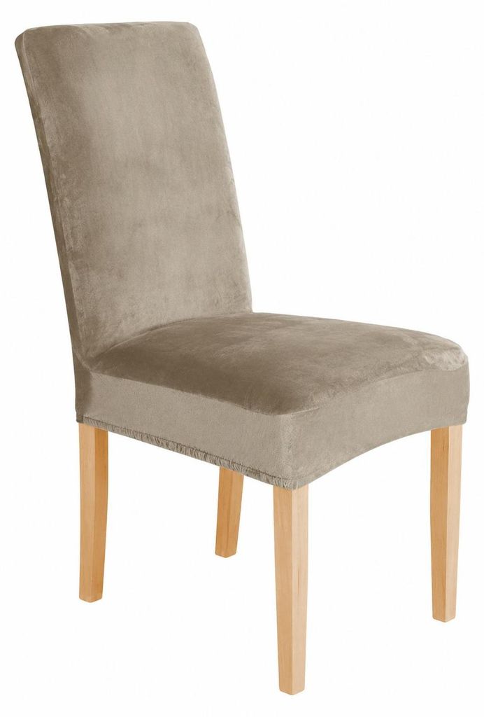 Stuhlhusse Stretch Beige - Samt - Universal - Esszimmer Produktbild 