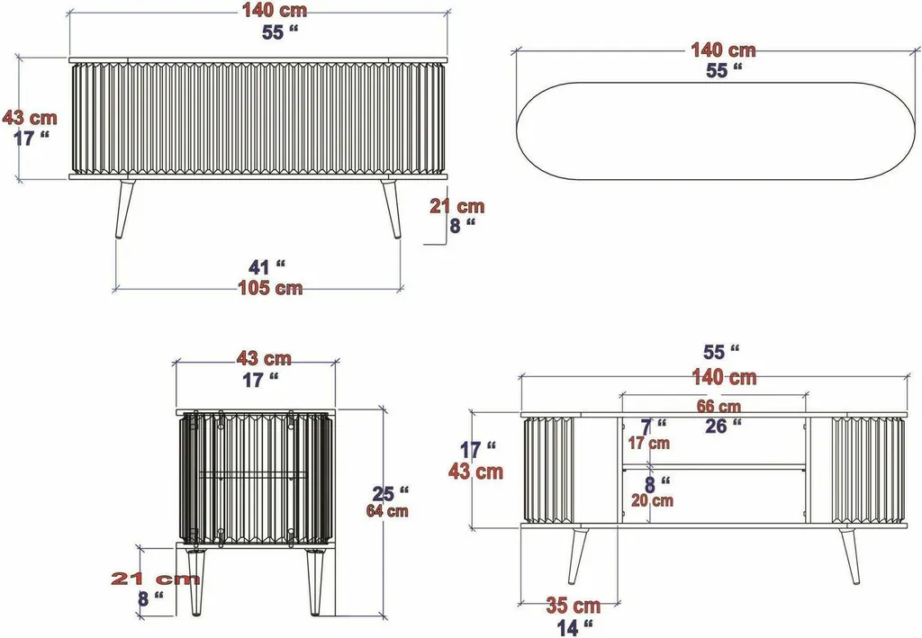 Meuble TV Noir Bailu 140cm : Solution de Rangement pour Petit Espace - 3