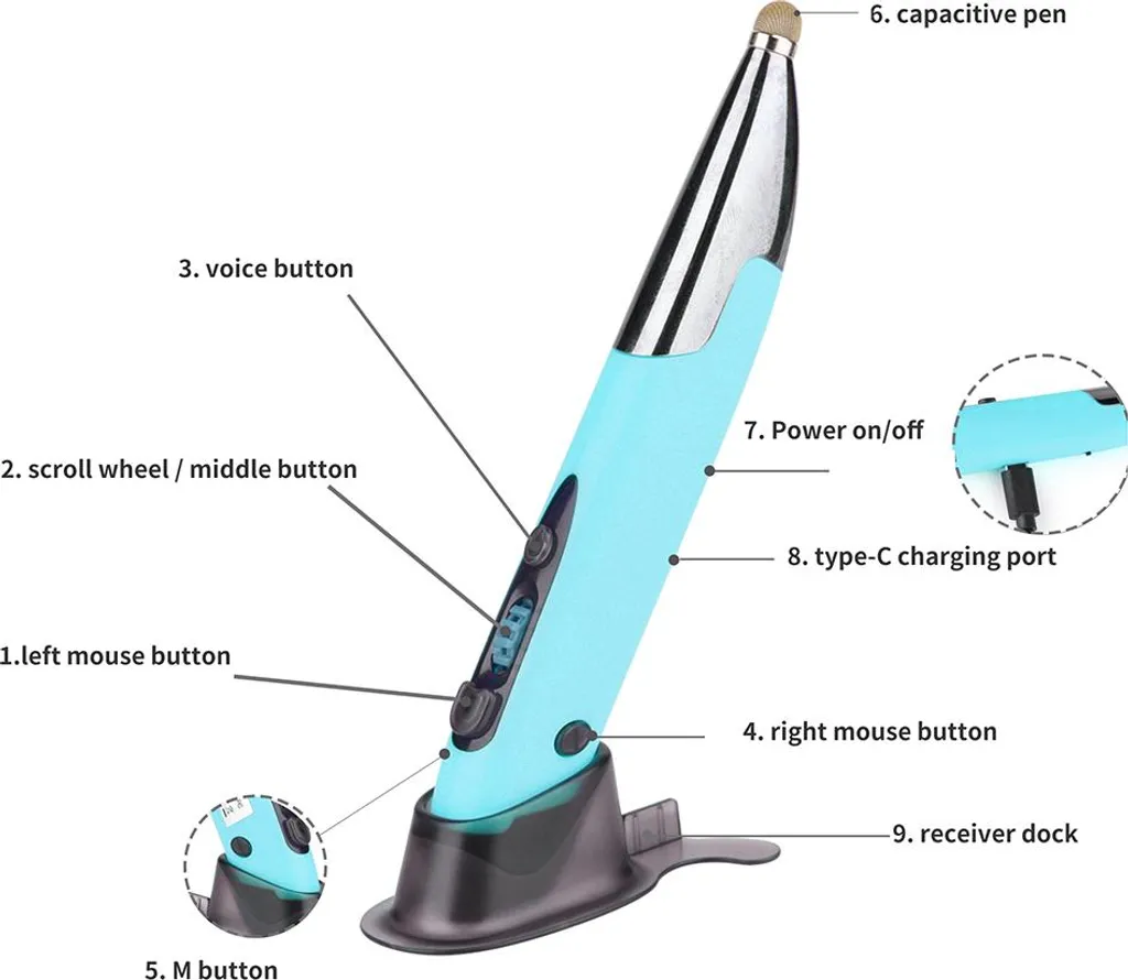 Stylo Souris Vertical Optique Bluetooth pour Graphiste et Présentation - 4