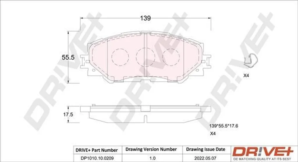 Plaquettes de frein 04465-42160 : Solution freins avant Toyota Corolla E15