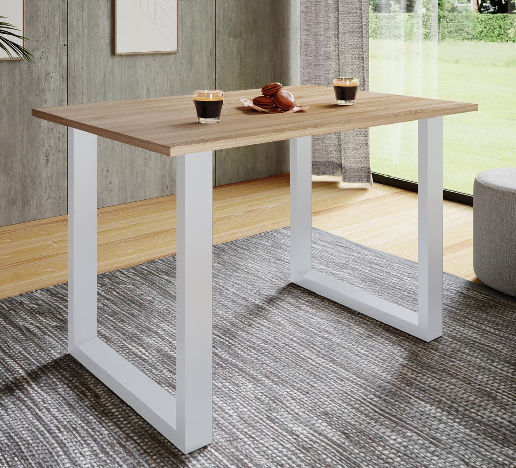 VCM Holzesstisch | H. 76 x B. 110 x T. 50 cm | hochwertiges und massives Fußgestell | Füße aus Eisen | Küchentisch - Xona U