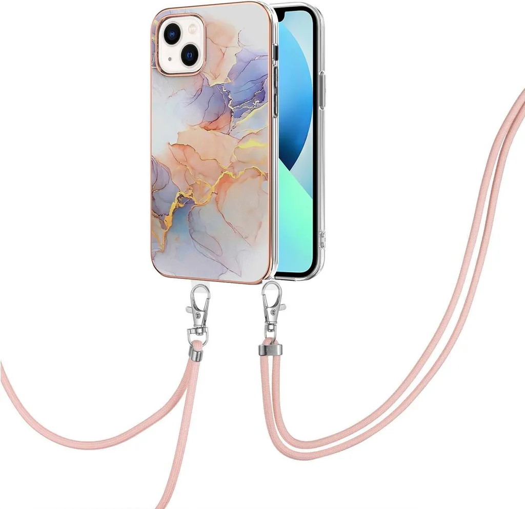 Custodia con cinturino per iPhone 13 Mini, custodia in TPU a fantasia con cinturino regolabile Grigio