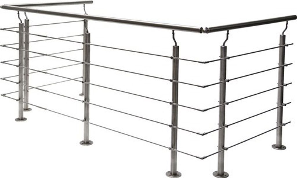 Pertura Geländer-Komplettset Hestia U-Form Edelstahl mit Rundstäbenfür Bodenmontage B: 15 m