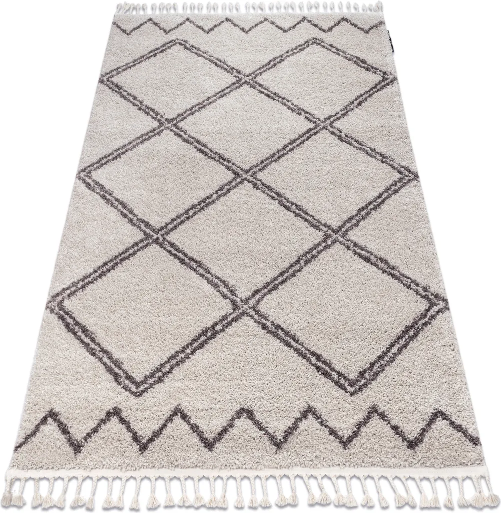 Tapis descente de lit berbère ASILA beige marron shaggy doux 80x150 cm