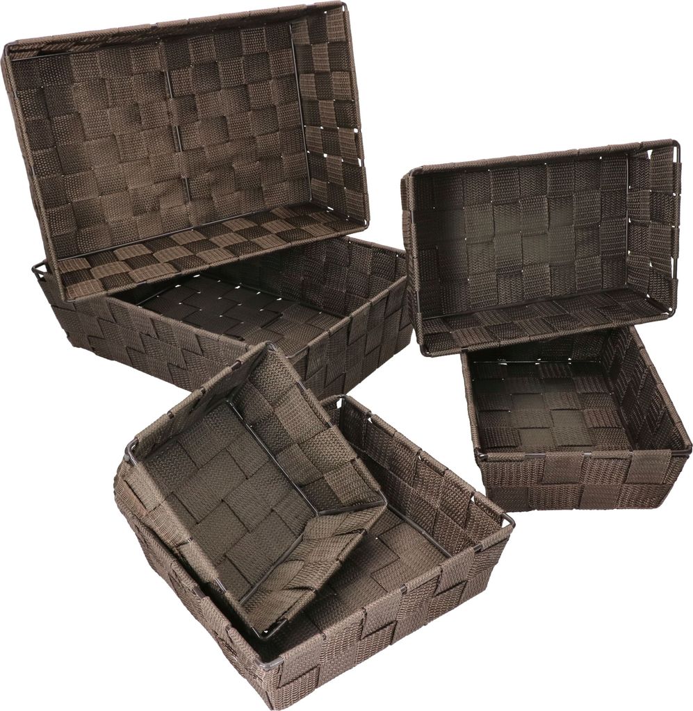 6tlg Set Deko- & Aufbewahrungskorb Alvaro Braun Bad Küche-Organizer Hobby-Box