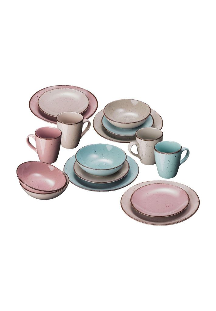 Galeria Home Kaffee-u.Tafelservice Naturlook 4 Farbe 16 Teilig