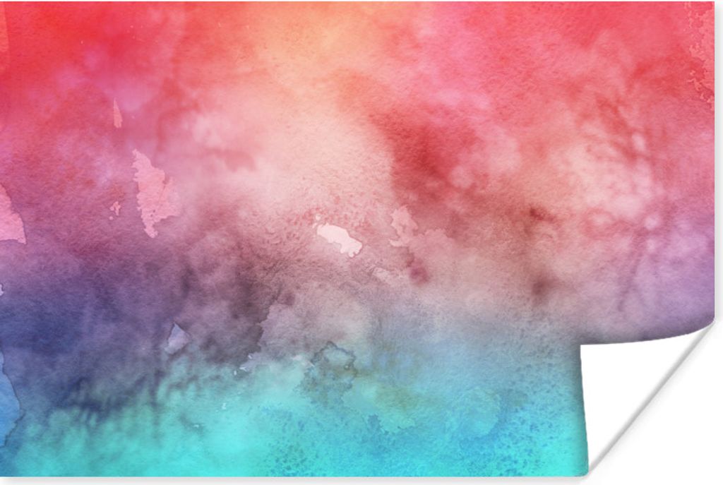 MuchoWow Poster Aquarell - Rot - Blau - Farbton 180x120 cm - Fotoplakat