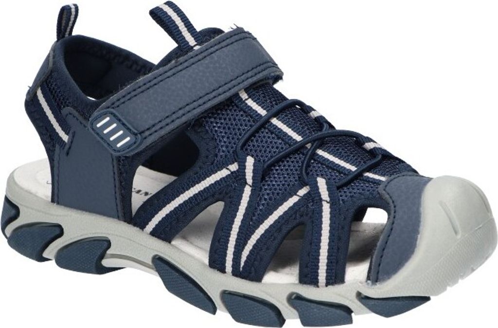 AMERICAN CLUB RL167 Solide KinderSandalen, Naturleder Innensohle, Klett Sandalen, Sportsandalen, Marineblaue 32