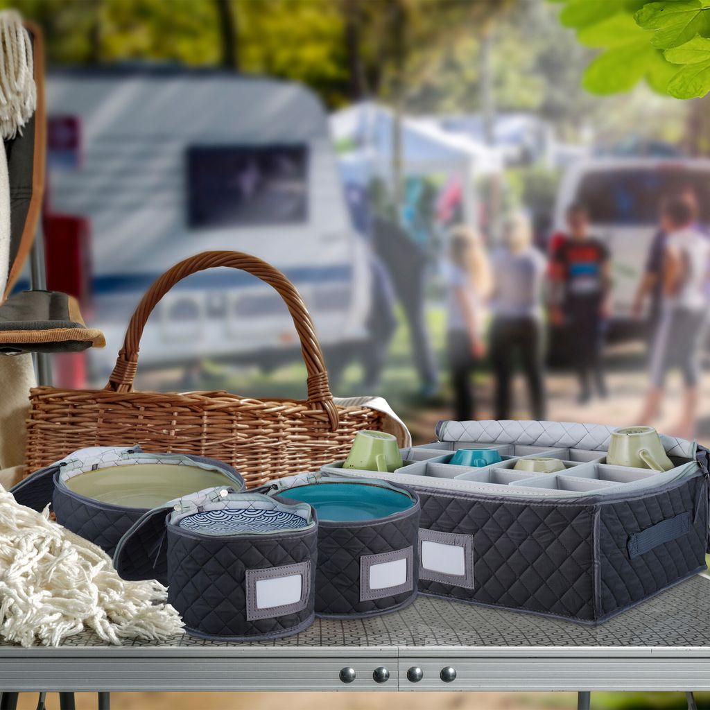 Tefola Lot de 2 supports de rangement pour assiettes de caravane - Pour camping-car, placard, tasse en verre - Accessoires de cuisine