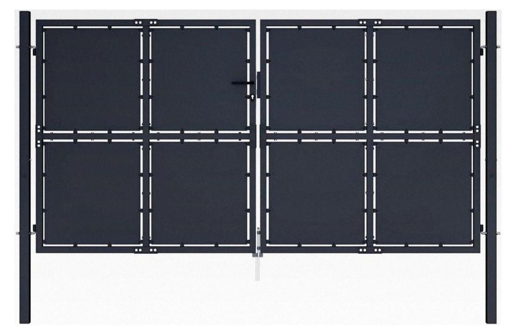 Gartentor, Gartentür, Gartenpforte, Doppelflügeltor, Einfahrtstor, Stahl 300 x 150 cm Anthrazit