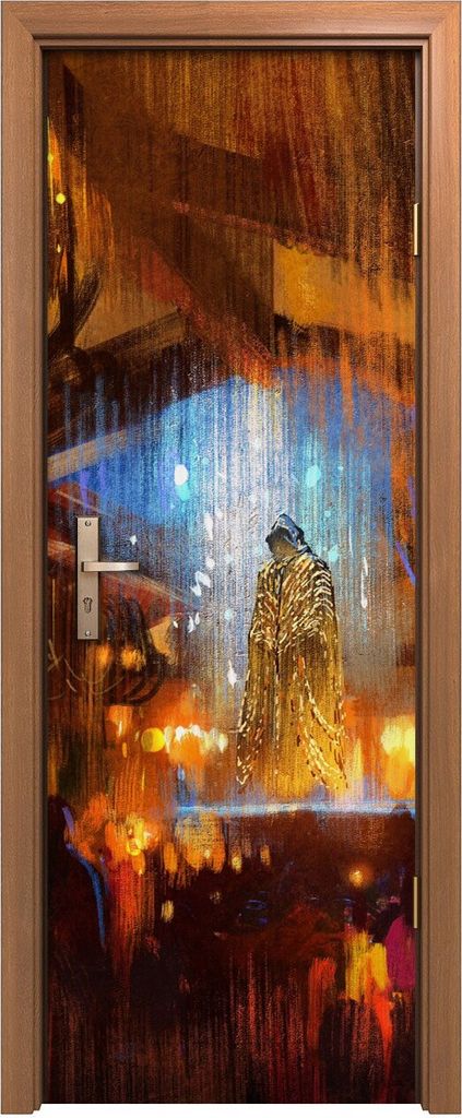 Türposter 70x200 cm Türaufkleber Türtapete Türfolie Klebefolie betende Menge in einer heiligen Nacht
