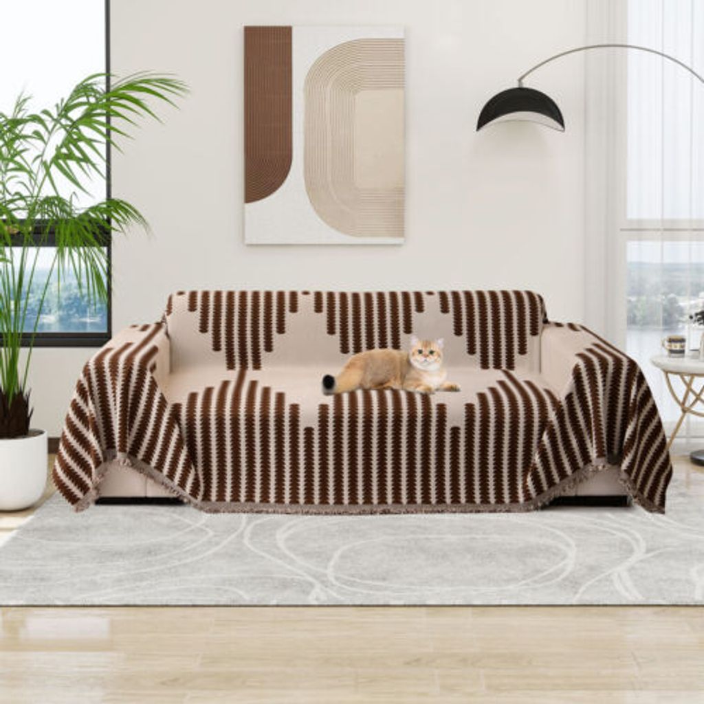 Sofa Überwurfdecke 1/2/3/4 Sitzer, Couch Überwurf Sofabezug Sofaüberwurf Couchdecke Sofaüberwürfe Sofa Bezug Überwurf Sofa Decke, Braun, XX-G...