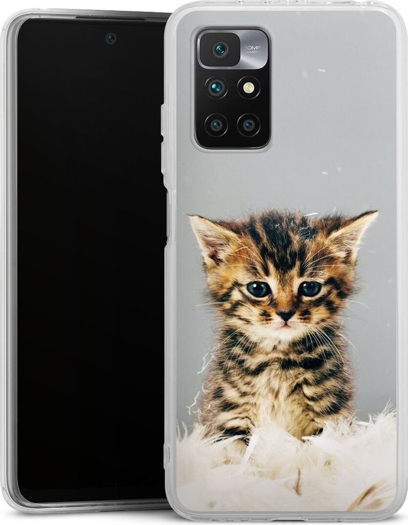 DeinDesign Handyhülle für Xiaomi Redmi 10 Silikon Hülle Case Smartphone Schutzhülle Feder Haustier Katze