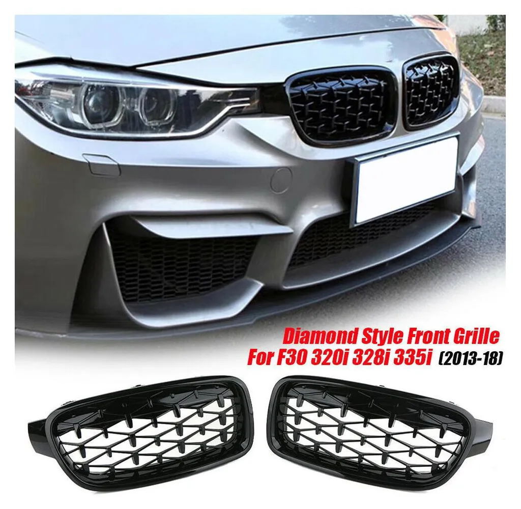 Grilles de calandre type Diamond noir laqué pour BMW F30 F31 Série 3